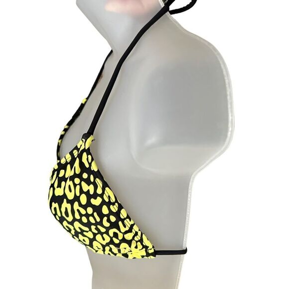 PacSun Neon Yellow Black Leopard Print Bikini Top - Picture 2 of 3